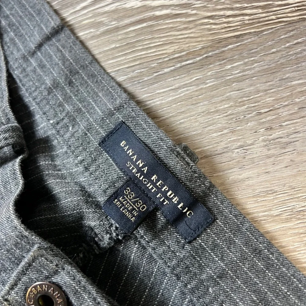 Banana Republic Pants Mens 33x30 Gray Pinstripe Straight Fit Cotton Trousers